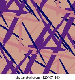 Abstract Vector Pattern. Grunge Texture with Brush Strokes for Cloth, Shirt. Trendy Background in Modern Style. Noisy Seamless Texture.