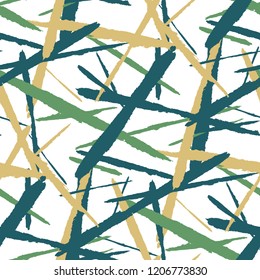 Abstract Vector Pattern. Grunge Texture with Dry Brush Strokes for Wallpaper, Curtain, Tablecloth. Trendy Background in Modern Style. Noisy Seamless Texture.
