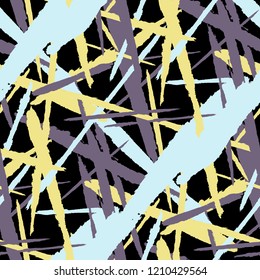 Abstract Vector Pattern. Grunge Texture with Dry Brush Strokes for Plaid, Cloth, Blanket. Trendy Background in Modern Style. Noisy Seamless Texture.
