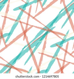 Abstract Vector Pattern. Grunge Texture with Dry Brush Strokes for Plaid, Cloth, Blanket. Trendy Background in Modern Style. Noisy Seamless Texture.