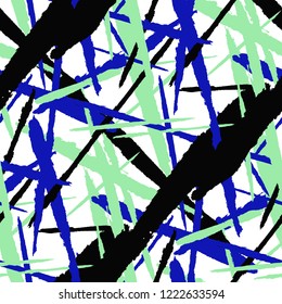 Abstract Vector Pattern. Grunge Texture with Brush Strokes for Plaid, Fabric, Blanket. Trendy Background in Modern Style. Noisy Seamless Texture.