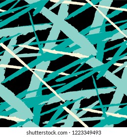 Abstract Vector Pattern. Grunge Texture with Dry Brush Strokes for Plaid, Cloth, Blanket. Trendy Background in Modern Style. Noisy Seamless Texture.