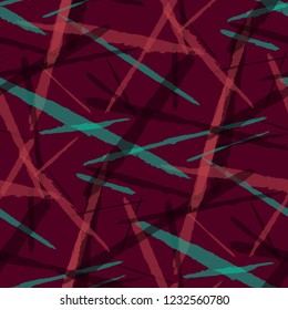 Abstract Vector Pattern. Grunge Texture with Dry Brush Strokes for Plaid, Fabric, Blanket. Trendy Background in Modern Style. Noisy Seamless Texture.