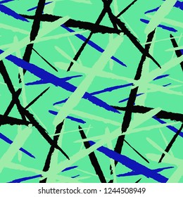 Abstract Vector Pattern. Grunge Texture with Dry Brush Strokes for Plaid, Fabric, Blanket. Trendy Background in Modern Style. Noisy Seamless Texture.