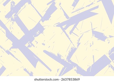 Abstract vector pattern. Grunge texture with chaotic, angular shapes in a soft pastel lavender and cream palette. An artistic background for textiles or stationery.