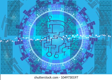Abstract vector pattern with hand drawn elements. Block chain, crypto currency and computer network technology or business background.