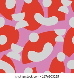 Abstract vector pattern with hand drawn geometrical shapes. Seamless texture in naive scandinavian style. Artistic background.