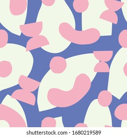 Abstract vector pattern with hand drawn geometrical shapes. Seamless texture in naive scandinavian style. Artistic background.