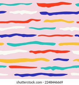 Abstract vector pattern with hand drawn ink lines. Seamless texture with horizontal hand drawn brush strokes. 