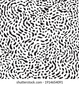 Abstract vector pattern with hand painted brush strokes. Animal skin seamless print. Monochrome background.