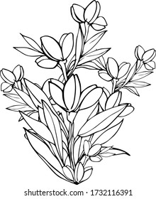  Abstract vector pattern,  illustration. Hand drawn leaves and flowers on a transparent background.
For fabric design, postcards, paintings, decorations
