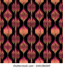 Abstract vector pattern. Imitation lace. Fine structure. Thin line. Contrasting color. Bright flashes on a black background. Multilayer vector.