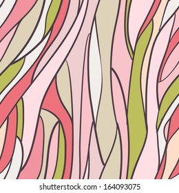 Abstract vector pattern with line, spring color, Colorful seamless abstract hand-drawn pattern, waves background.
