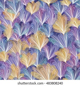 Abstract Vector Pattern with Loops | Seamless fall colored texture with natural elements for textile, wallpaper design