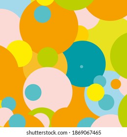 Abstract vector pattern of multicolored circles.