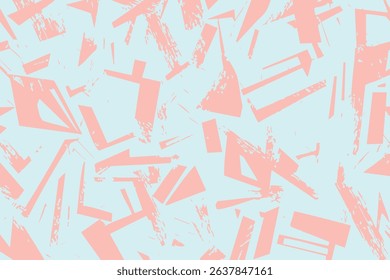 Abstract vector pattern. Painterly coral pink brush strokes on a light blue background. A modern, artistic texture ideal for fashion, stationery, and trendy designs.