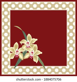 Abstract vector pattern with polka dots, lilium flowers background. Vector patch for print, fabric, scarf design.