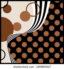 Abstract vector pattern with polka dots, striped backgrounds. Vector patch for print, fabric, scarf design.