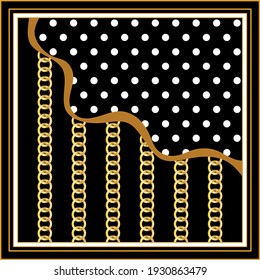 Abstract vector pattern with polka dots, chain backgrounds. Vector patch for print, fabric, scarf design.