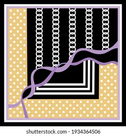 Abstract vector pattern with polka dots, chain backgrounds. Vector patch for print, fabric, scarf design.