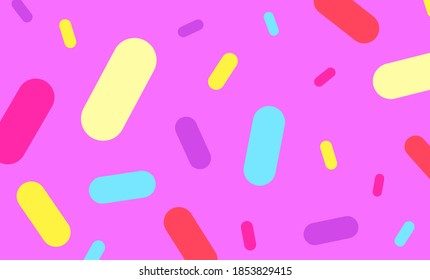 Abstract vector pattern for posters and banners Close up donuts pink glaze with multicolored sprinkles