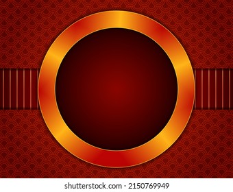 Abstract vector pattern red background illustration with round banner for design 
