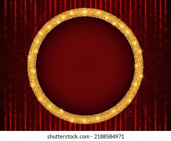Abstract vector pattern red background illustration with round shining banner for design 
