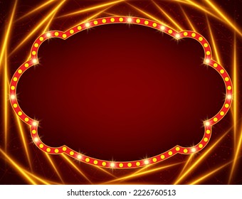 Abstract vector pattern red background illustration with swirl shining lines and retro banner for design 
