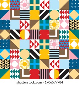 Abstract vector pattern with Scandinavian style, Geometry minimal, Seamless Pattern