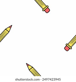 Abstract vector pattern with school supplies for Back to school. Hand drawn doodle. 