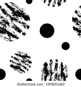 Abstract vector pattern with scribble shapes in doodle style in black monochrome color as a template for textile or web headers and banners or flyers. Seamless texture.