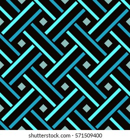 Abstract vector pattern, seamless geometric ornament of interlaced lines, mat texture in bright colors