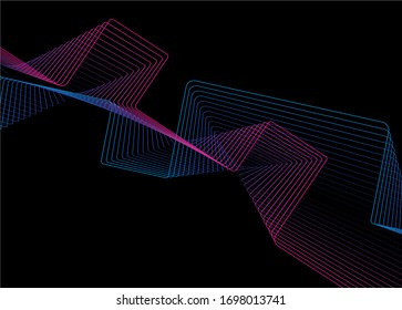 Abstract vector pattern of thin colored lines on a black background. Vector illustration