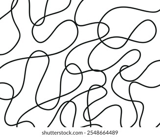 Abstract vector pattern of twisted black lines on a white background. 