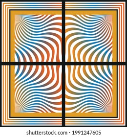 Abstract vector pattern with wavy striped background. Vector patch for print, fabric, scarf design.