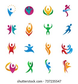 Abstract vector people silhouette teams and groups human figure shapes logo icons concept design graphic characters set vector illustration