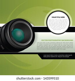 Abstract vector photographic background with lens for brochure, poster or flyer