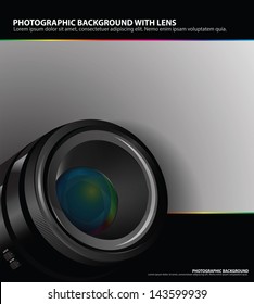 Abstract vector photographic background with lens for brochure, poster or flyer