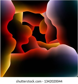 Abstract vector picture of the color waves on gray background