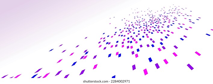 Abstract vector pink background, communication technology concept, 3d bits flying in perspective, futuristic abstraction.