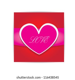 abstract vector pink background with glossy heart.