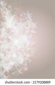 Abstract Vector Pink Background with Silver and White Light Spots. Magic Shiny Pastel Print. Baby Print. Romantic Bokeh Blurred Page Design for St' Valentines Day. Gentle Stardust Pattern.