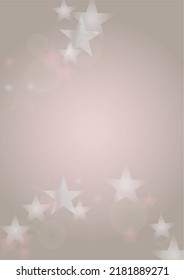 Abstract Vector Pink Background with Silver and White Light Spots. Magic Shiny Pastel Print. Baby Print. Romantic Bokeh Blurred Page Design.