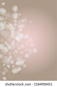 Abstract Vector Pink Background With Silver And White Light Spots. Magic Shiny Pastel Print. Baby Print. Romantic Bokeh Blurred Page Design For St' Valentines Day.  Gentle Stardust Pattern.