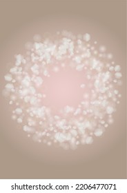 Abstract Vector Pink Background with Silver and White Light Spots. Magic Shiny Pastel Print. Baby Print. Romantic Bokeh Blurred Page Design for St' Valentines Day.  Gentle Stardust Pattern.