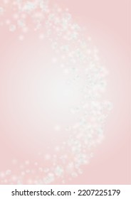 Abstract Vector Pink Background with Silver and White Light Spots. Magic Shiny Pastel Print. Baby Print. Romantic Bokeh Blurred Page Design for 14 February. Gentle Stardust Pattern.