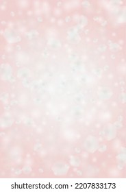 Abstract Vector Pink Background with Silver and White Light Spots. Magic Shiny Pastel Print. Baby Print. Romantic Bokeh Blurred Page Design for Honeymoon. Gentle Stardust Pattern.