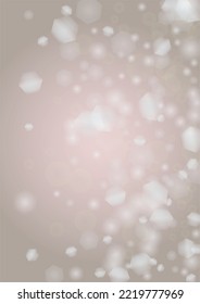 Abstract Vector Pink Background with Silver and White Light Spots. Magic Shiny Pastel Print. Baby Print. Romantic Bokeh Blurred Page Design for Christmass. Gentle Stardust Pattern.