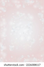 Abstract Vector Pink Background with Silver and White Light Spots. Magic Shiny Pastel Print. Baby Print. Romantic Bokeh Blurred Page Design for Women day. Gentle Stardust Pattern.