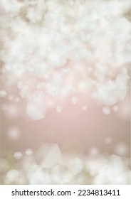 Abstract Vector Pink Background with Silver and White Light Spots. Magic Shiny Pastel Print. Baby Print. Romantic Bokeh Blurred Page Design for Anniversary. Gentle Stardust Pattern.